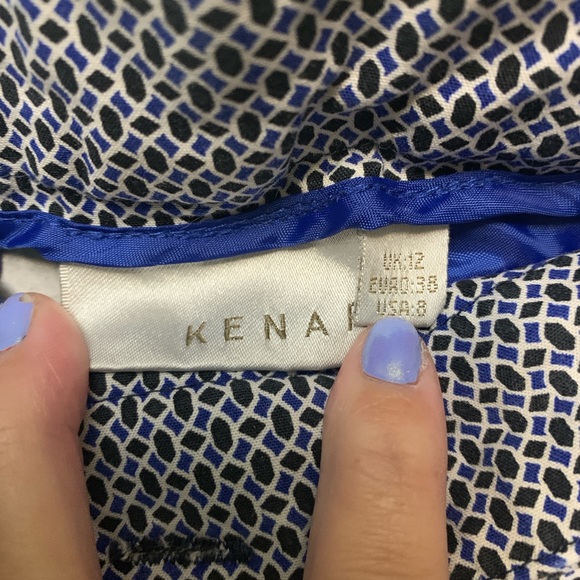 Kenar Blue and Black small patterned Capris - Picture 3 of 4